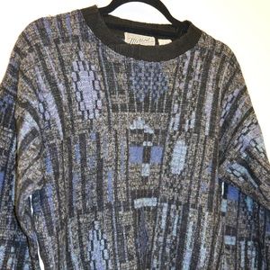 Vintage Marled Aztec Tribal Print Crew Neck